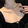 Retro Court Style Double Layer Pearl & Diamond Necklace - Elegant Choker for Women