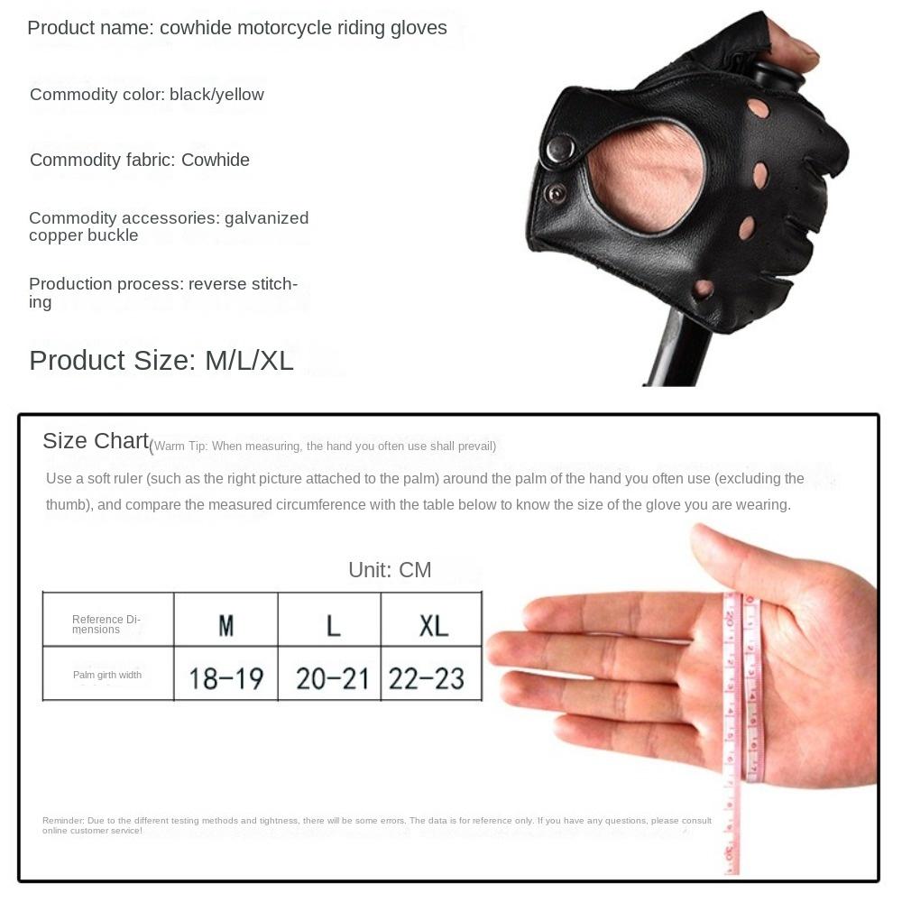 Outdoor Sports Cowhide Gloves Anti Slip Half Finger Gloves New Men Gloves  Fitness Motorcycle