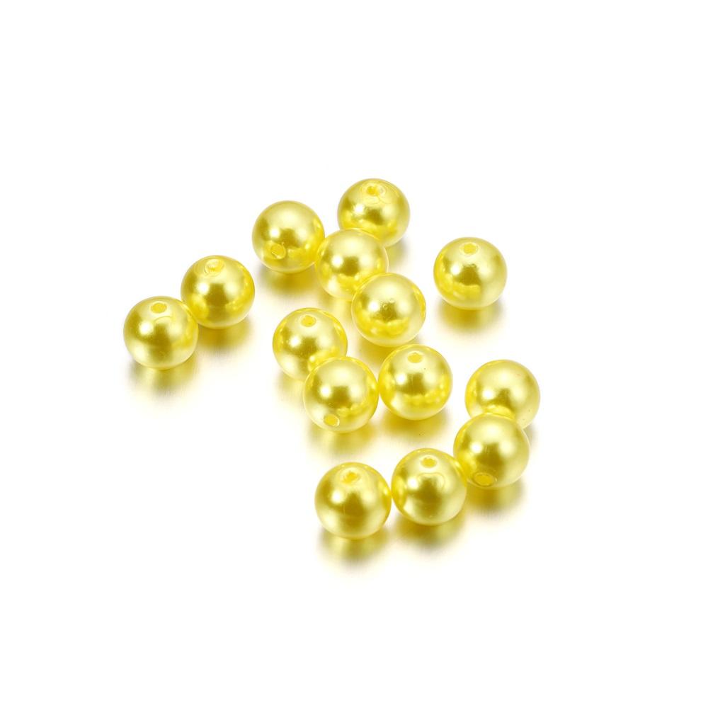 10-1000pcs/lot 3-20mm Straight Holes Acrylic Imitation Pearl Beige Bracelet Round Beads For DIY Craft Jewelry Making Supplies