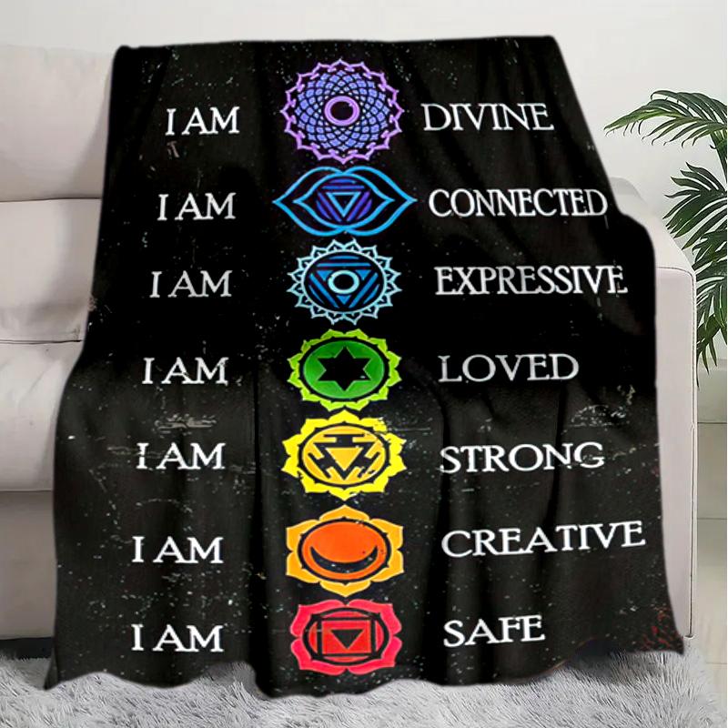 1PC Yoga Elements printed blanket, all season lightweight home office outdoor nap multifunctional blanket A11