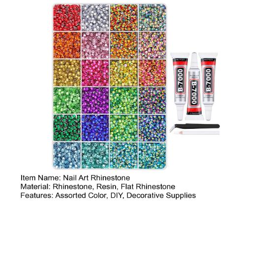 24000/30000/32000Pcs Nail Art Rhinestone Set 24/28/40 Grids Assorted Color 0.3CM DIY Nail Design Crafting Clothing Phone Decoration Rhinestone