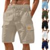 Men's Work Pants Shorts Linen Shorts Beach Shorts Elastic Waist Drawstring Multiple Pockets