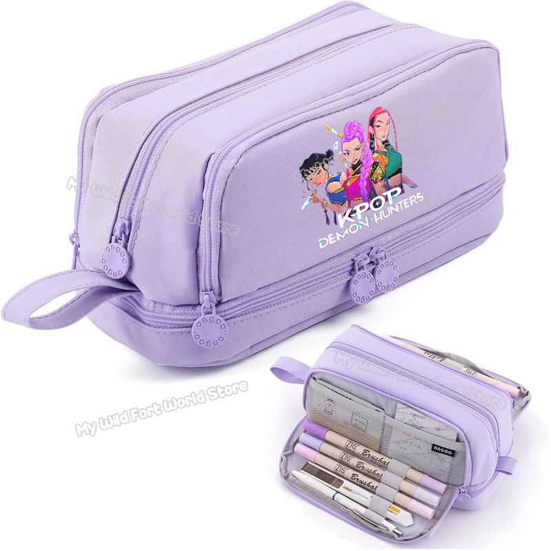 High Quality Kpop Demon Hunters High-capacity Pencilcase Rumi Mira Zoey Girl Stationery Pouch Cartoon Student Pencil Bag School Supplies