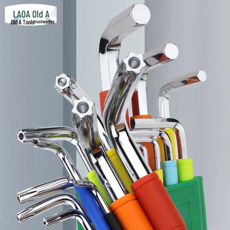 A Industrial S2 Alloy Steel 9-Piece Colored Torx Hex Key Set LA319103