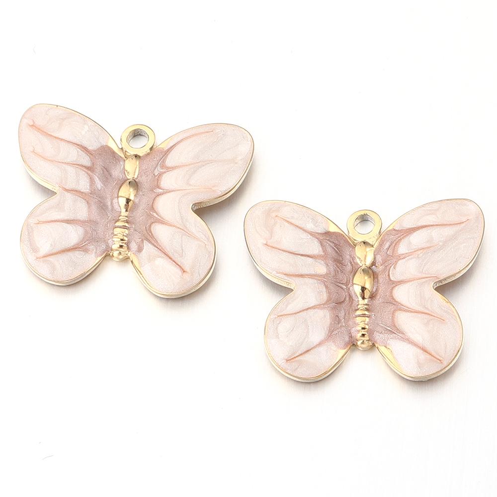 2Pcs/lot Colorful Butterfly Charms Pendant Stainless Steel Oil Drop Charms DIY Necklace Bracelet for Jewelry Making Accessories