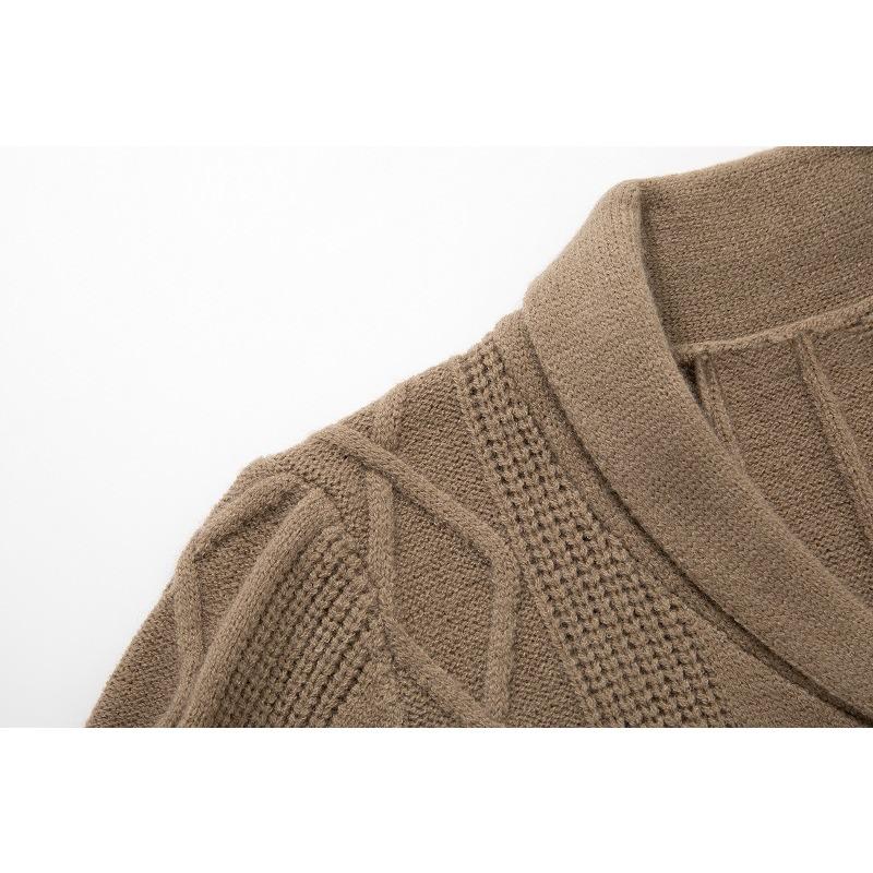 Men Loose Long Sleeve Turn Down Collar Knitted Cardigan Casual Sweater Outerwear