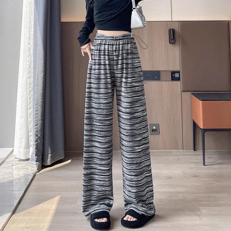 

Autumn/Winter Snowflake Stripe Wide-Leg Pants 2XL темно-серого