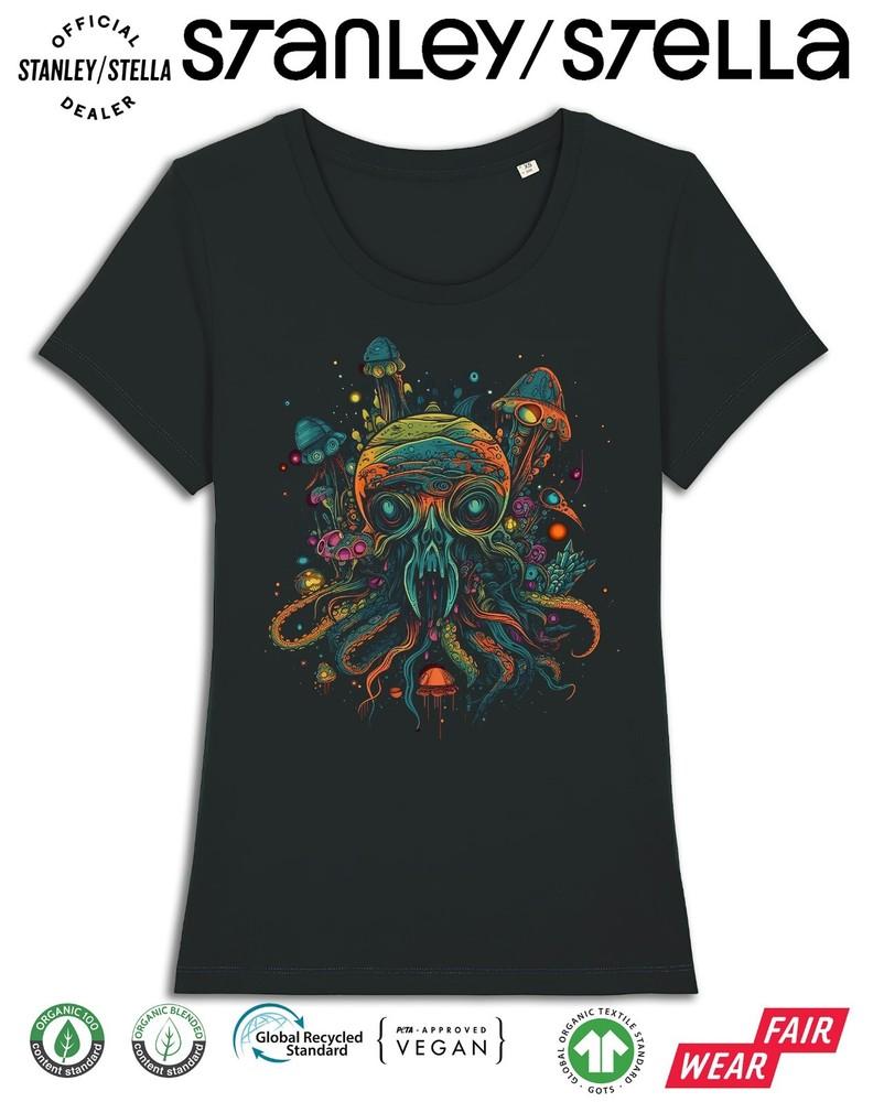 Womens Alien Jellyfish T-Shirt Extra Terrestrial Ladies UFO Aliens Vegan