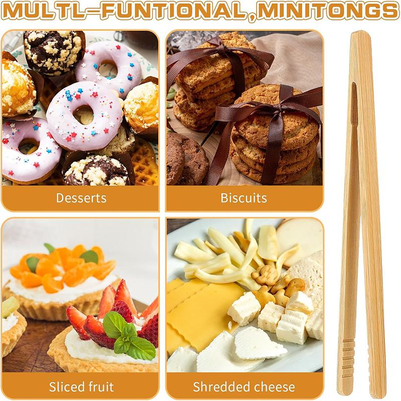 4 Stück Bambus-Toastscheren 18cm Toasterzange Teeklammer Pinzette Bambuszange für BBQ Frittiertes Brot Tee Kochen Küchenzubehör
