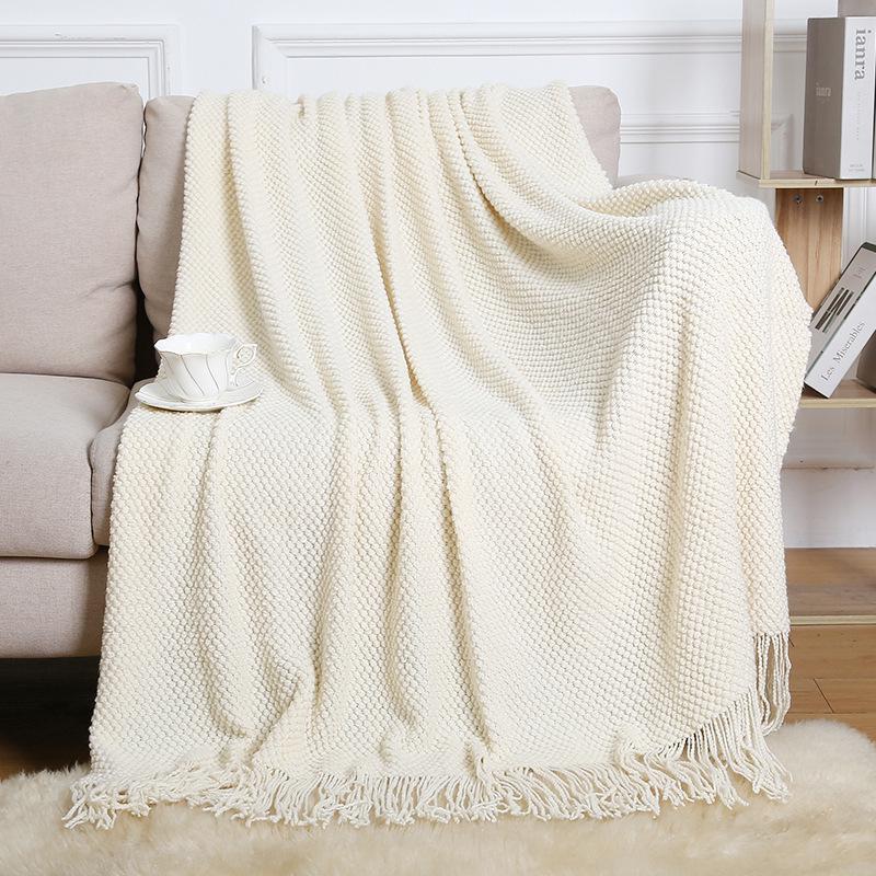 Nordic Tassel Sofa Throw Blanket - Air Conditioning Nap & Hotel Bed Runner, Summer Bed Flag, Bed End Blanket
