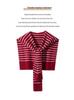 2026 Autumn/Winter Women's Korean Cashmere Knit Shawl, Black & White Striped Resort Style Scarf