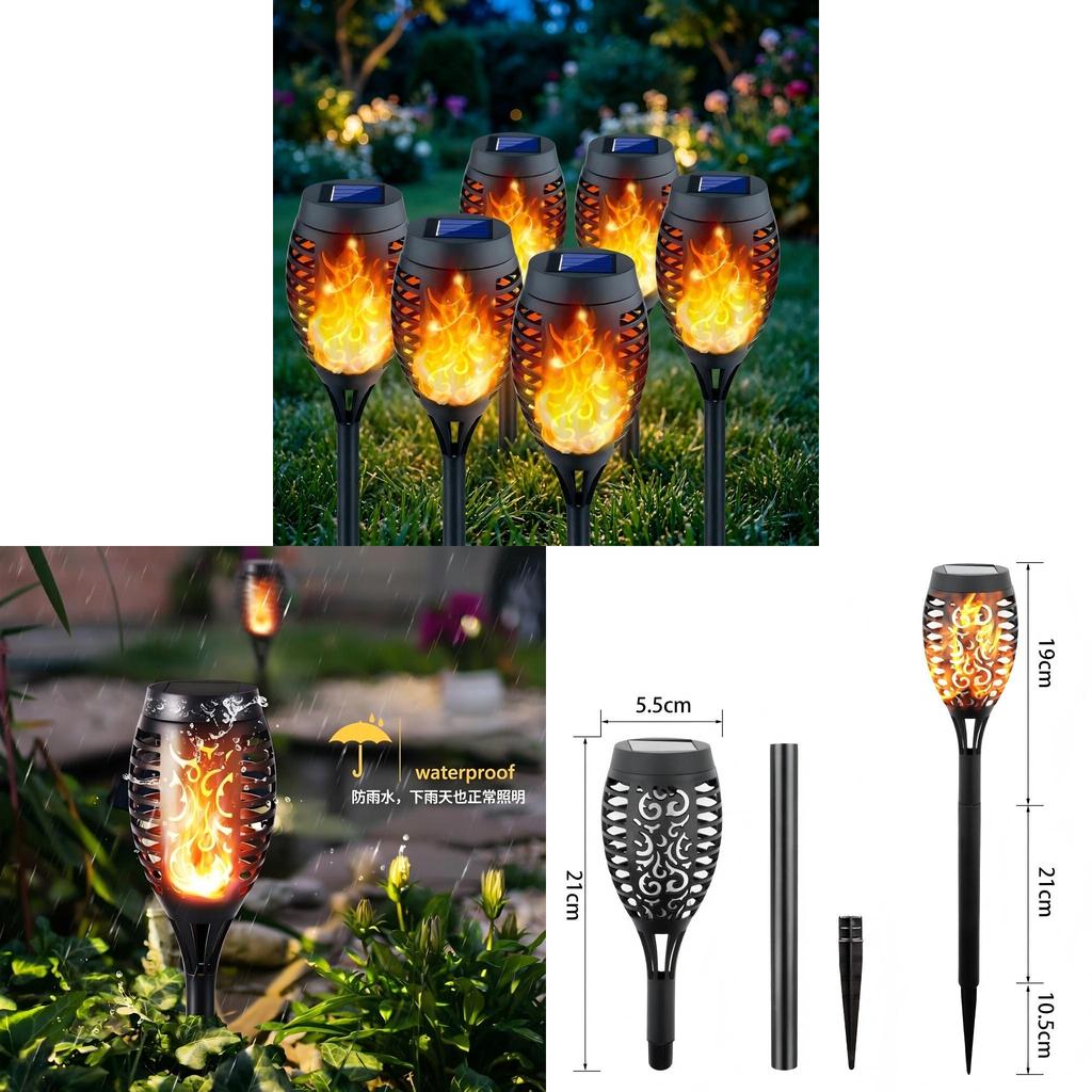Solar Flame Torch Light With 12 Led For Garden And Patio Outdoor Decor