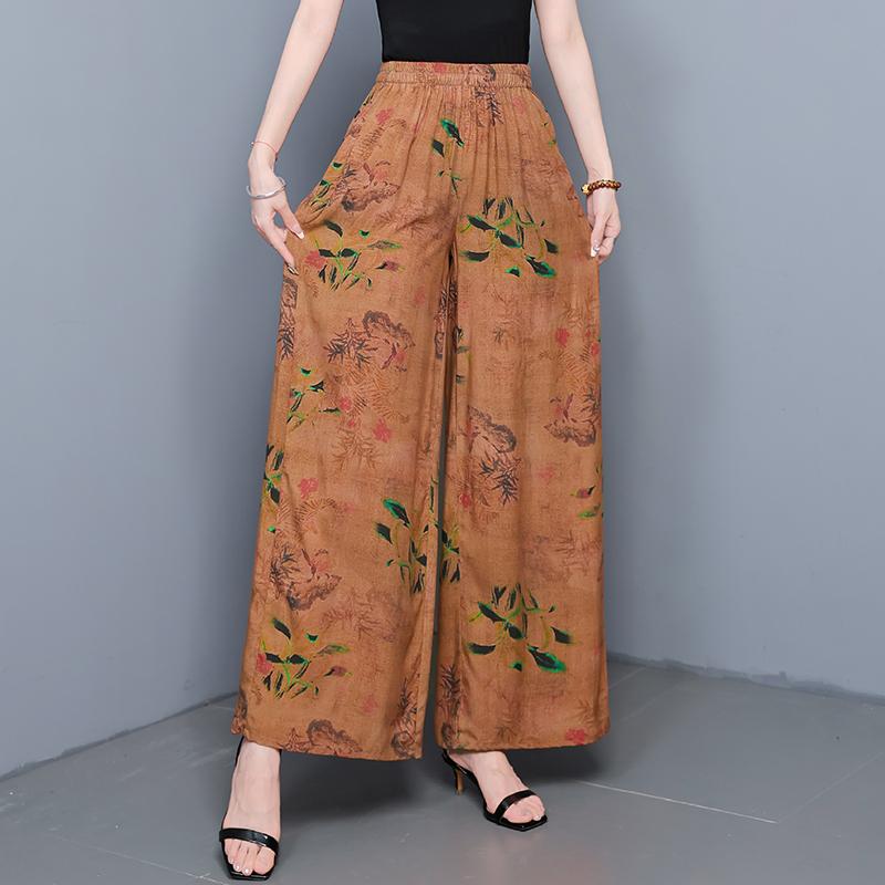 Sommer-Hosen mit weitem Bein für Damen Vintage Kleidung Übergröße Locker Lässig High Waist Hosen