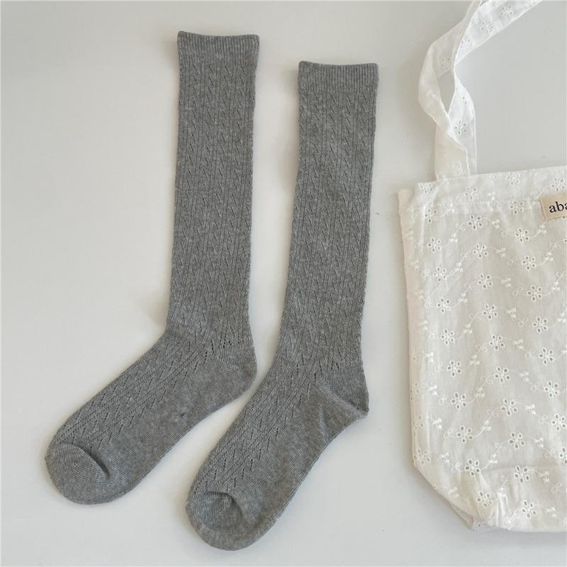 

Женские новые милые сетчатые однотонные носки до колена 1 pair серый