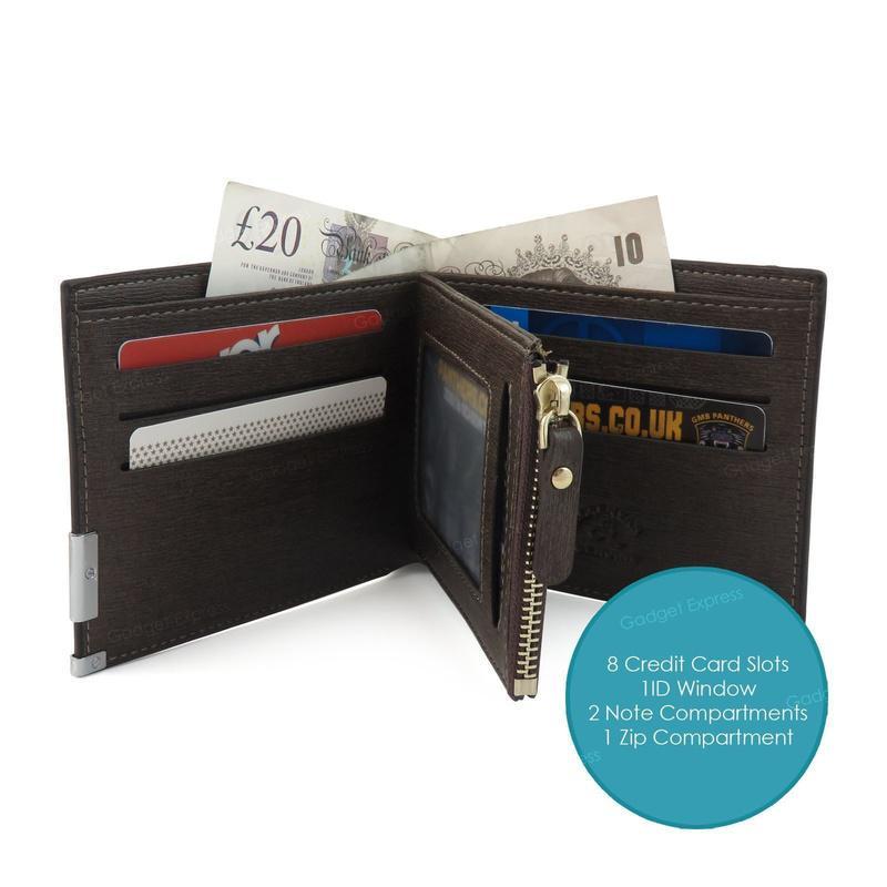 Mens Luxury Fashion Soft Quality Leather Wallet Credit Card Holder Purse Black with Zip