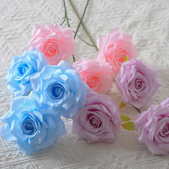 3 Blüten Künstliche Rose Blume Realistischer Falscher Rosenzweig mit Stiel für Vase Tischmittelstück Haus Hochzeit Party Dekoration