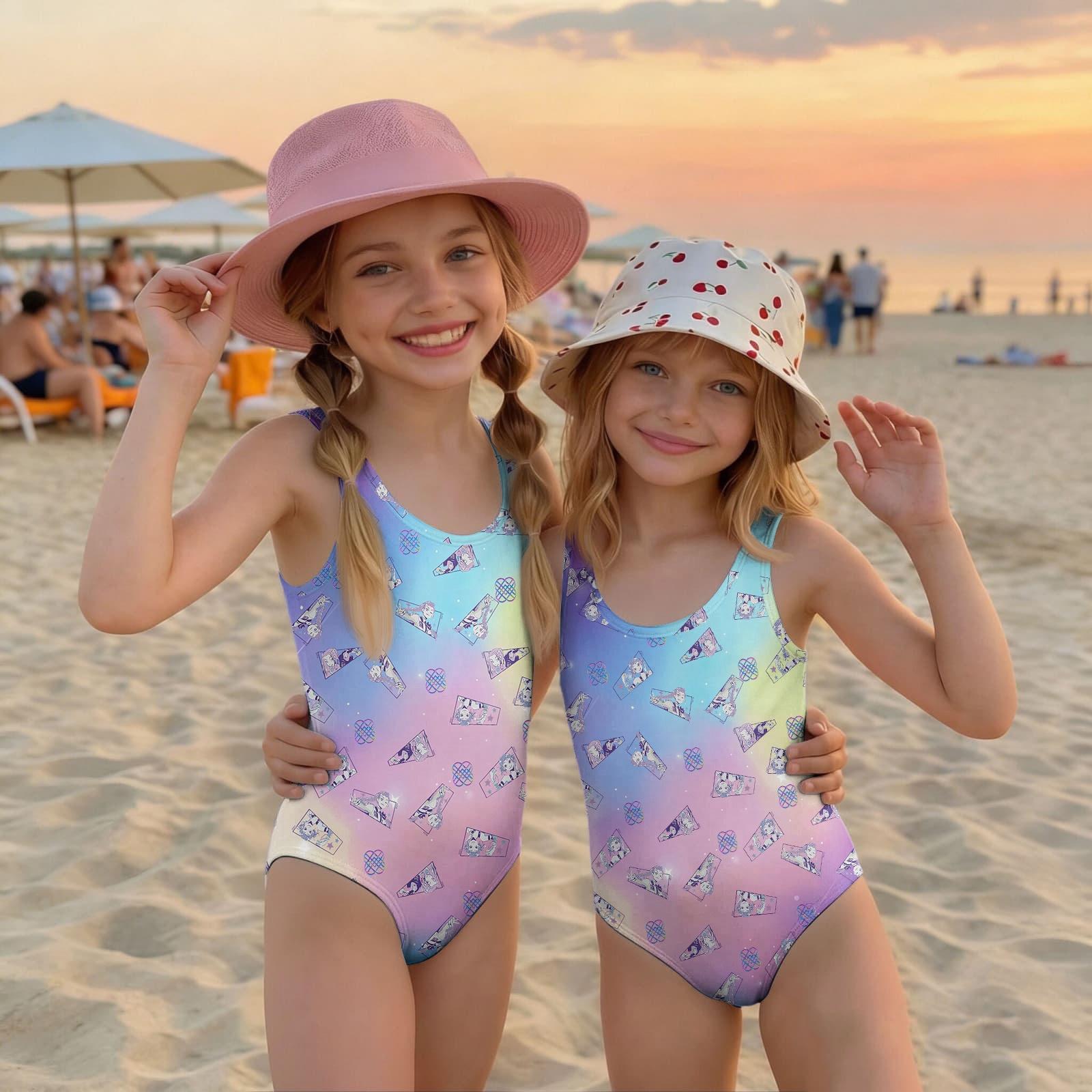 

Girls One Piece Swimsuit Casual Summer Swimwear Kids Printed Bathing Suit Comfortable Fit Durable Fabric 140