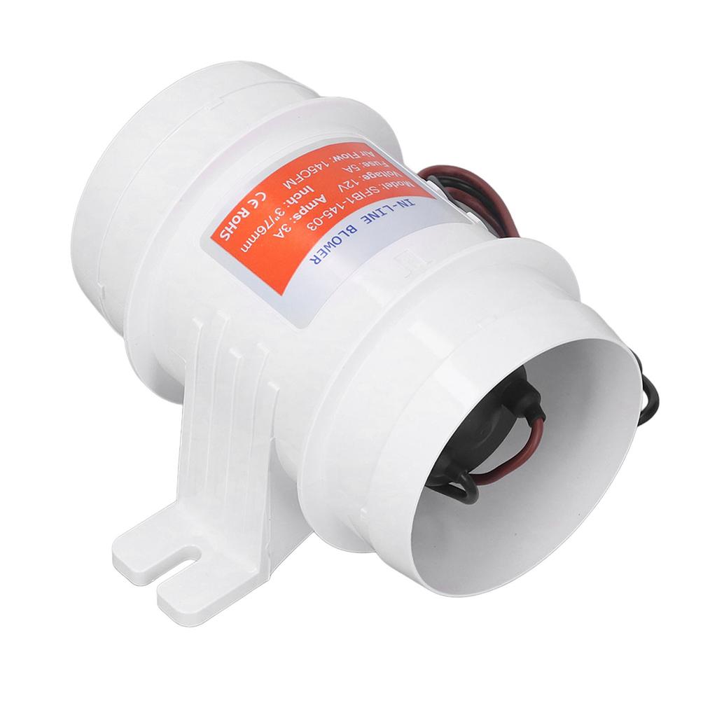 In-line dmychadlo vzduchu 3 palce 145 CFM 12V Vysoce účinné námořní kalové dmychadlo pro loď, obytný vůz, jachtu