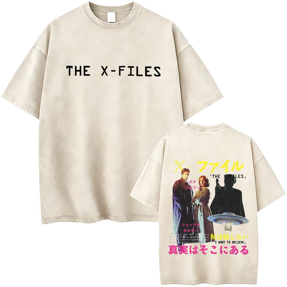 Washed Vintage Movie The X Files All The Taglines The Truth Is Out There Graphic Tshirt Mens Women Casual Cotton Retro T Shirt