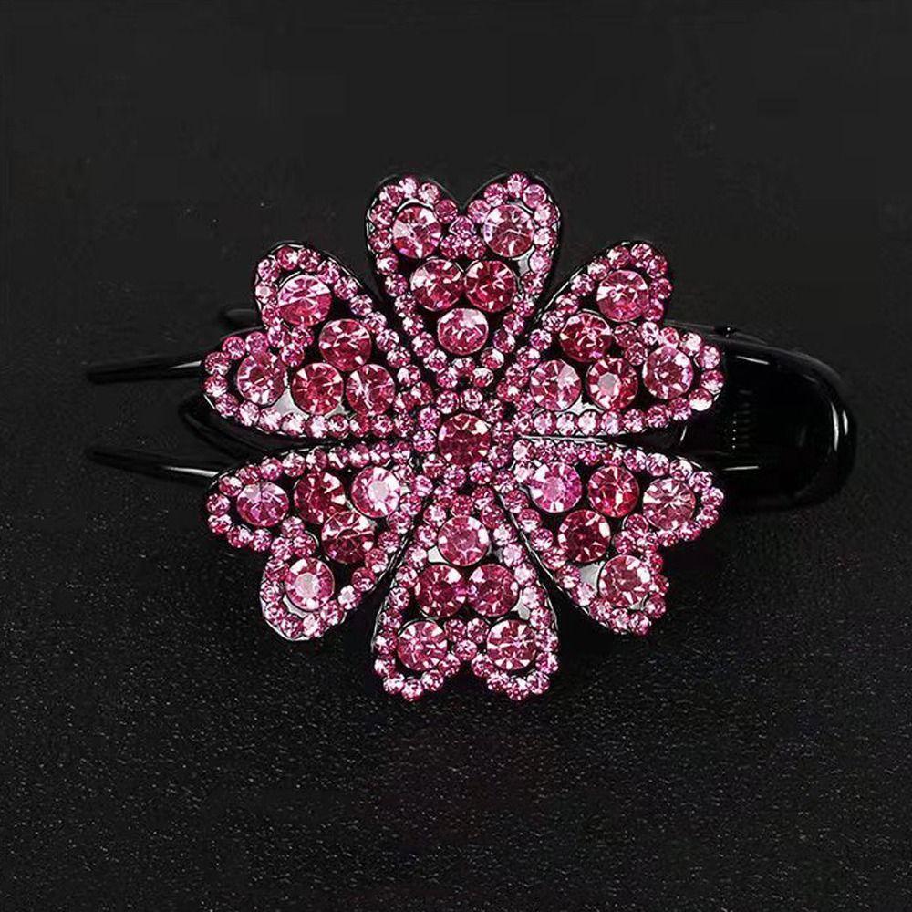 Hairpins New Headwear Flower Hair Clips Rhinestone Duckbill Clips Women Barrettes Crystal Hairpins