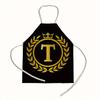 1 personalized letter apron with golden crown print on a black background, suitable for kitchen baking and barbecue