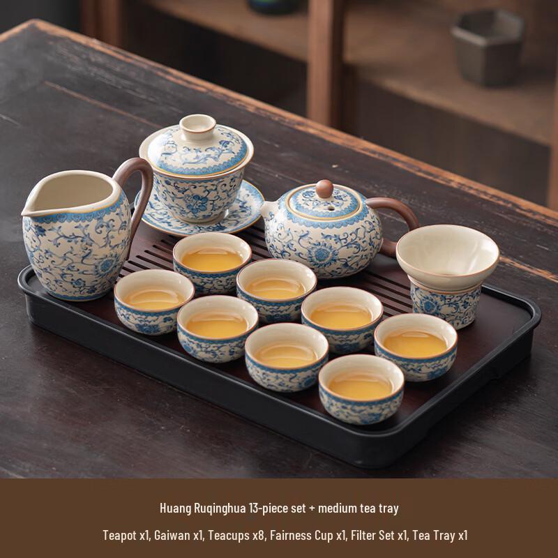 Handun Blue and Yellow Ru Kiln Tea Set