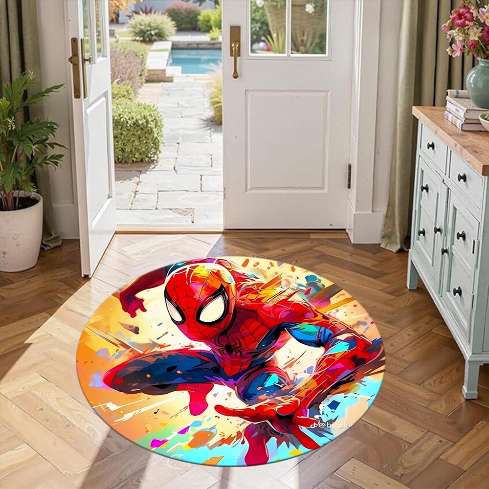Spider-man Round Floor Mat Design for Dining Room Entryway Decorate room Hallway Antislip Round Carpet Decorate Offices