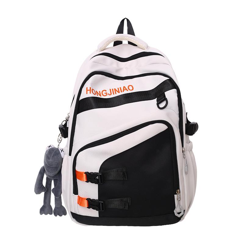 Men Travel Backpack Women Color Block Backpack Junior High School Student Schoolbag