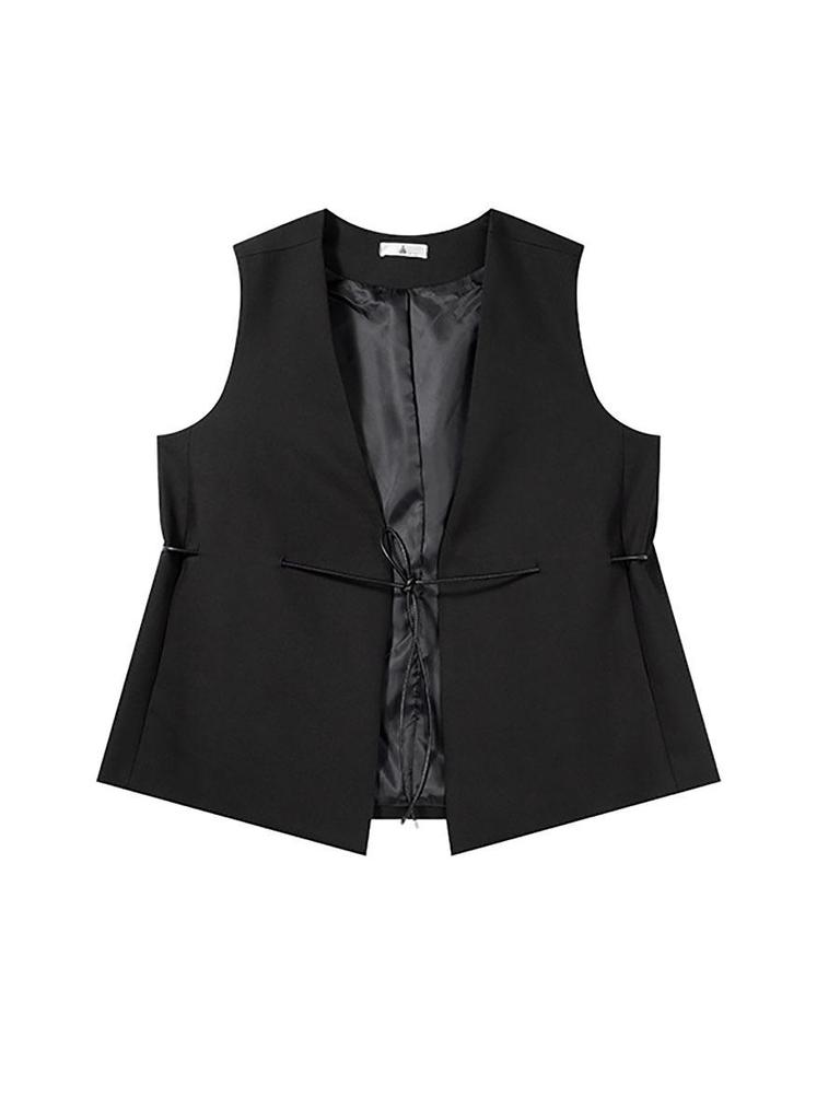 Shuangtian Plus Size Women's Spring 2026 Drawstring Waist Vest 9119