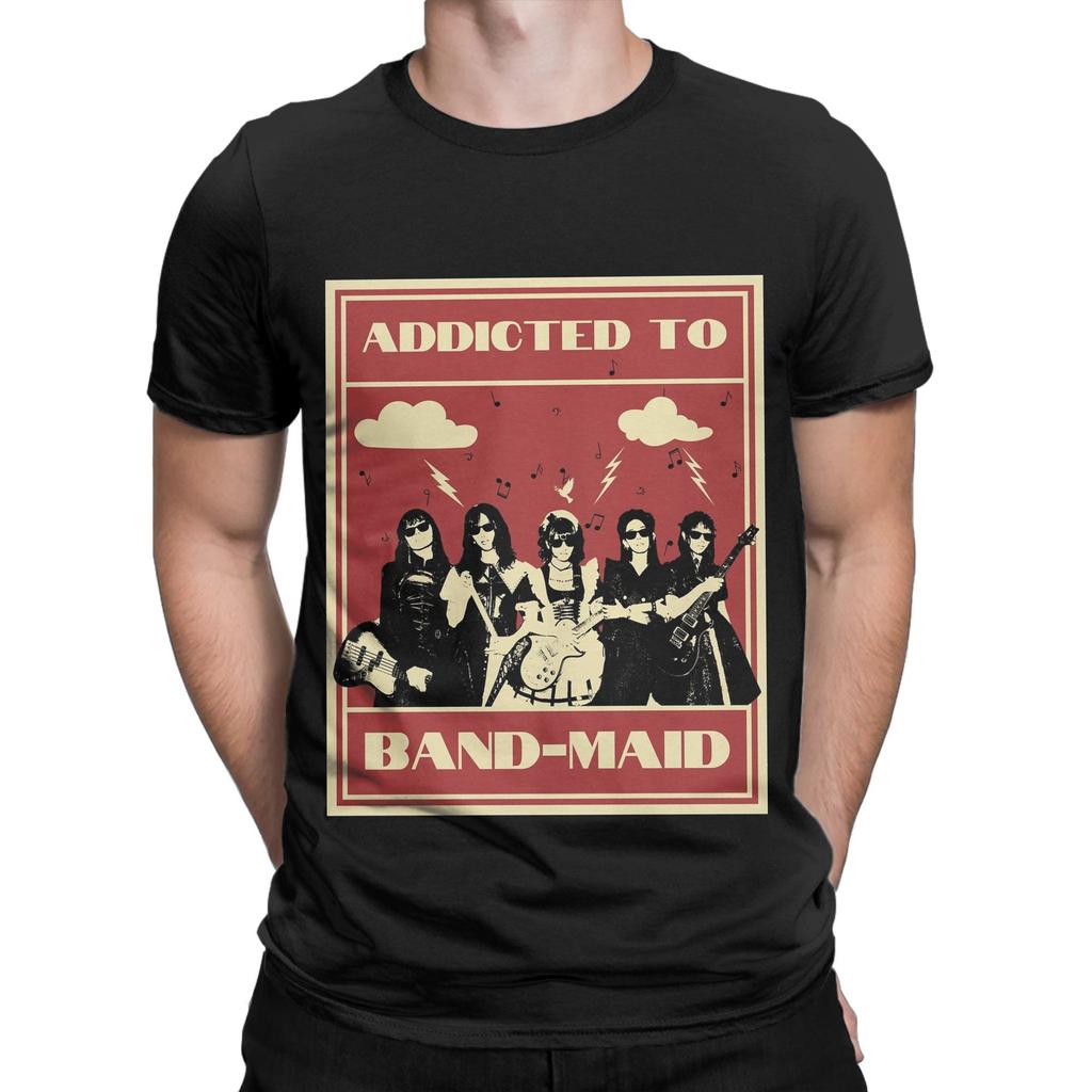 Męski T-shirt zespołu Band Maid 100% Bawełna Odzież Rekreacyjna Krótki Rękaw Okrągły Dekolt T-shirt Prezentowy