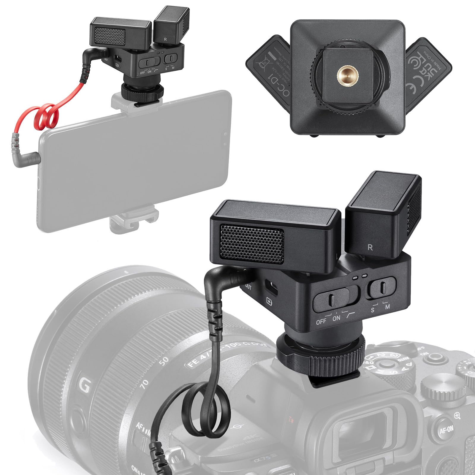 

ZENIKO Stereo Dual Shotgun Microphone for Cameras and Shock Mounted Video Rotation Dual Compact Shotgun Cardioid Camera Microphone with Gain Control