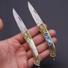 High Quality Sharp Brass Handmade Shell Exquisite Portable Express Unpacking Folding Knife Fruit Keychain Mini Knife