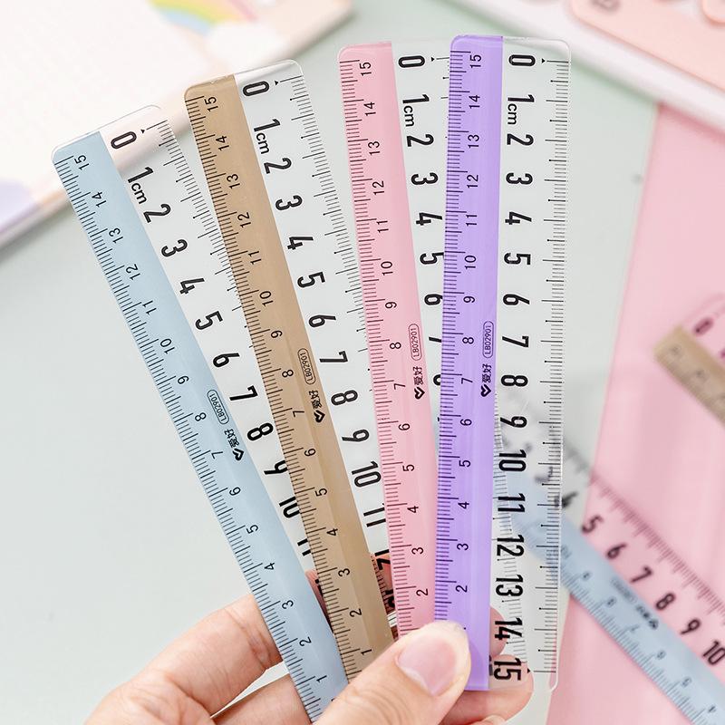 15cm Warm Color Cartoon Transparent Plastic Ruler – Primary School Student Stationery