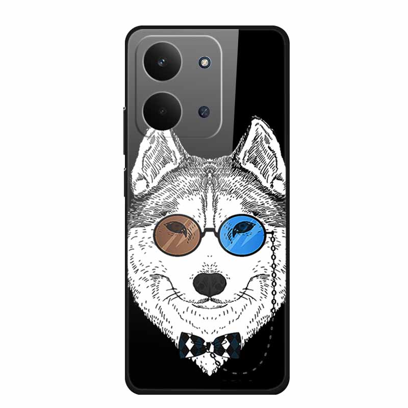 Glas-Rückseite für Redmi 15C 4G Hülle 15 C Niedliche Cartoon-Hülle aus hartem gehärtetem Glas mit weichem Stoßfänger für Redmi 15C Hüllen Coques Fundas