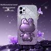Cute 3D Rabbit Makeup Mirror Stand Plating Case For Motorola Moto G13 G23 G53 G72 G73 E13 E20 E22 E32 E6s E7 Plus Protect Cover