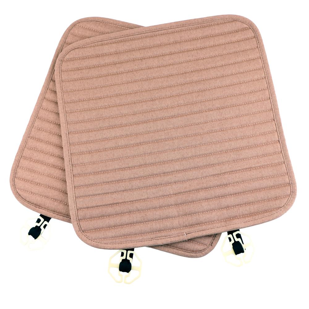 2 Pcs O SHI CAR Universal Square Front Seat Cushion Summer Artificial Linen Car seat-Cover Protection Pad for All Cars SUV