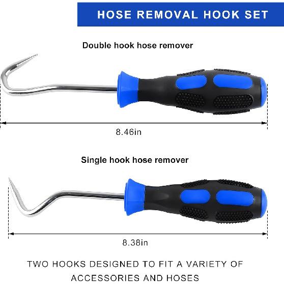 2 PCS Hose Removal Hook Set, 8 Inch Gasket Hook & Pick Tool Vehicle Radiator Hose Remover, Mini Pick Hooks Puller Remover for Hoses O-Rings Gaskets,