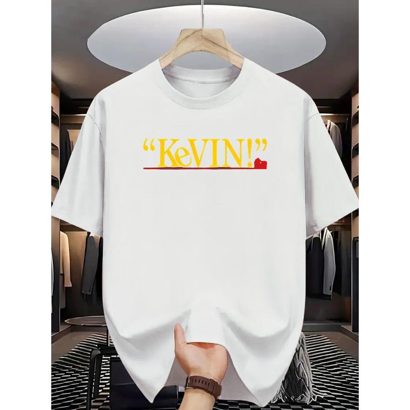 

European sizes Kevin! Printed Short-Sleeve T-Shirt - Basketball-Themed Fashion Item, Suitable for Sports Enthusiasts and Young People 4XL білий