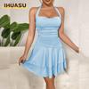Women's Fashion Summer Spring Solid Color Print Sleeveless U-Neck Casual Dresses