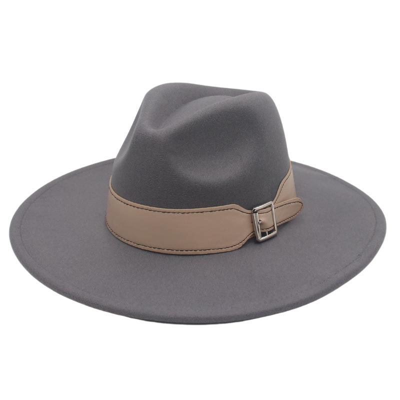 Men'S And Women'S Enlarged Brim, Wide Belt Buckle Top Hat, Jazz Hat, Trendy Hat