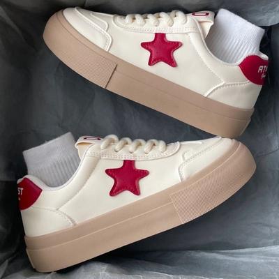 Thick-soled Star White Shoes Women's Autumn 2024 New Internet Celebrity Lightweight Versatile Non-slip Sports Casual Shoes