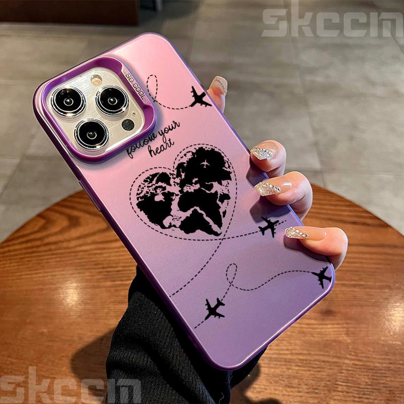 

Черный чехол для телефона с дизайном маршрутной разметки самолета для iPhone 16 Pro Max 15 14 Plus 13 12 11 7 8 X XS XR Противоударная жесткая крышка iPhone 13 Pro Max