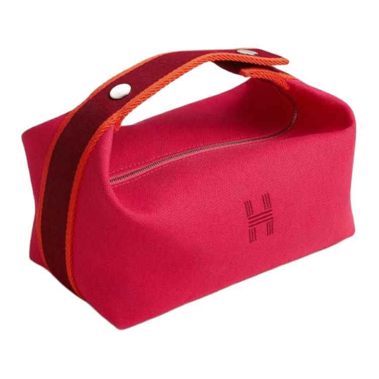 New HERMES Cotton Storage Bag, Toiletry Bag Small Unisex Rose Red H104222M04