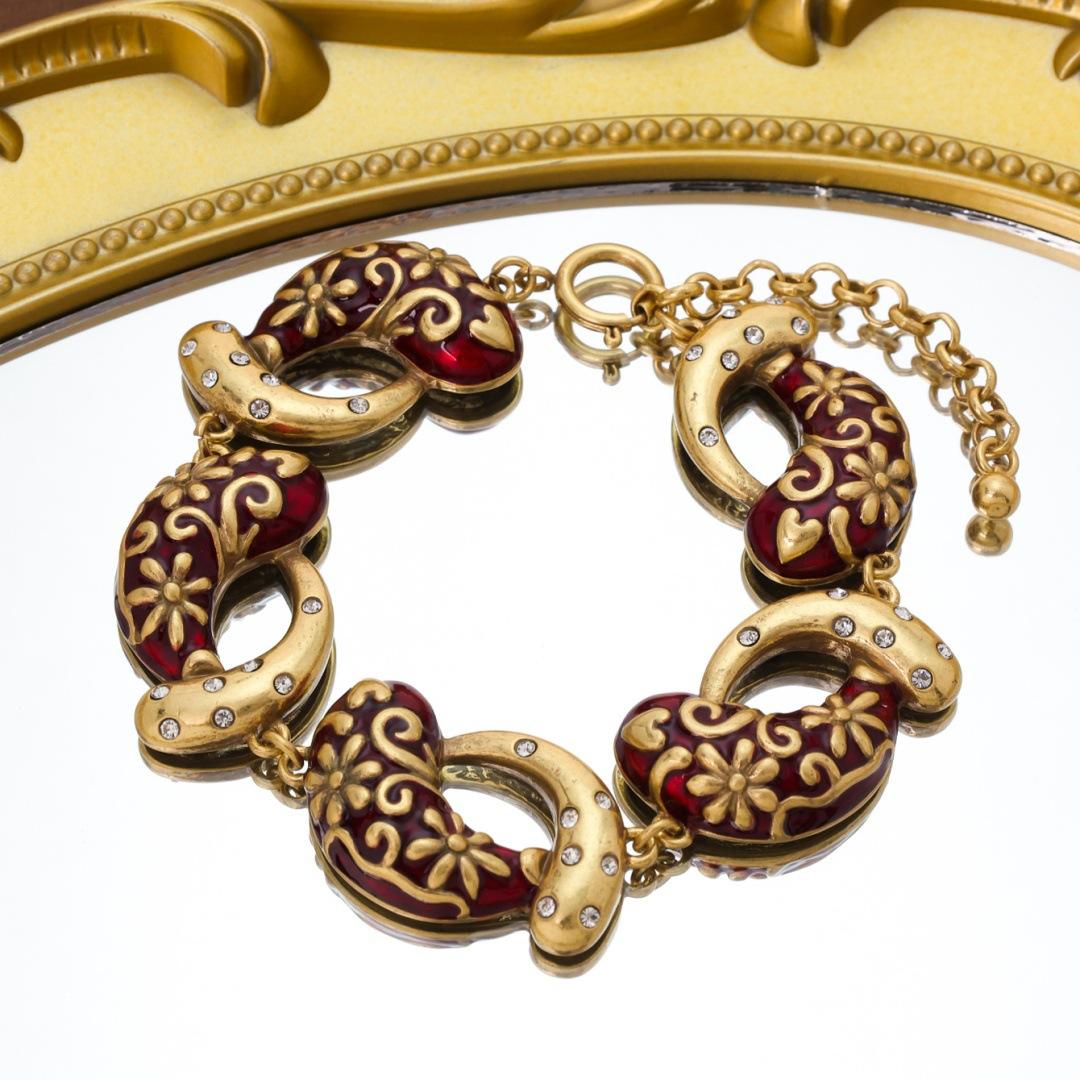 Винтажный Костюмный Стиль Ретро Ангора Красный Серьги Ожерелье Браслет Набор Нишевый Дизайн Высококачественный