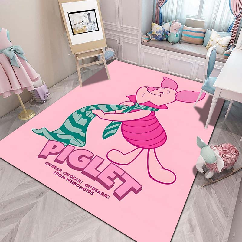 1PC Winnie The Pooh Piglet Printed Carpet Living Room Bedroom Kids Room Large Area Decor Non-slip Floor Mat Kids Play Area Rug