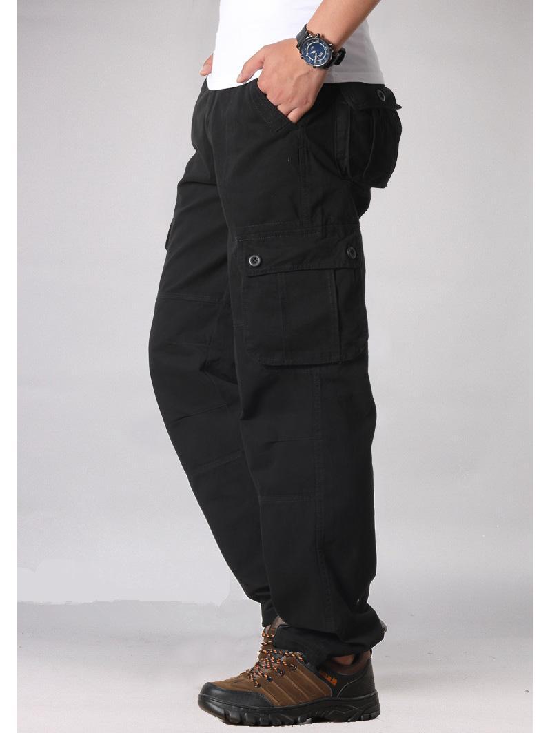 

Мужской повседневный комбинезон в корейском стиле с множеством карманов, прямого свободного кроя, модные брюки для студентов. 42 чёрный