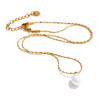 Yhpup Exquisite Thin Chain Natural Freshwater Pearl Pendant Necklace for Women Stainless Steel Fashion Collar Jewelry Gift
