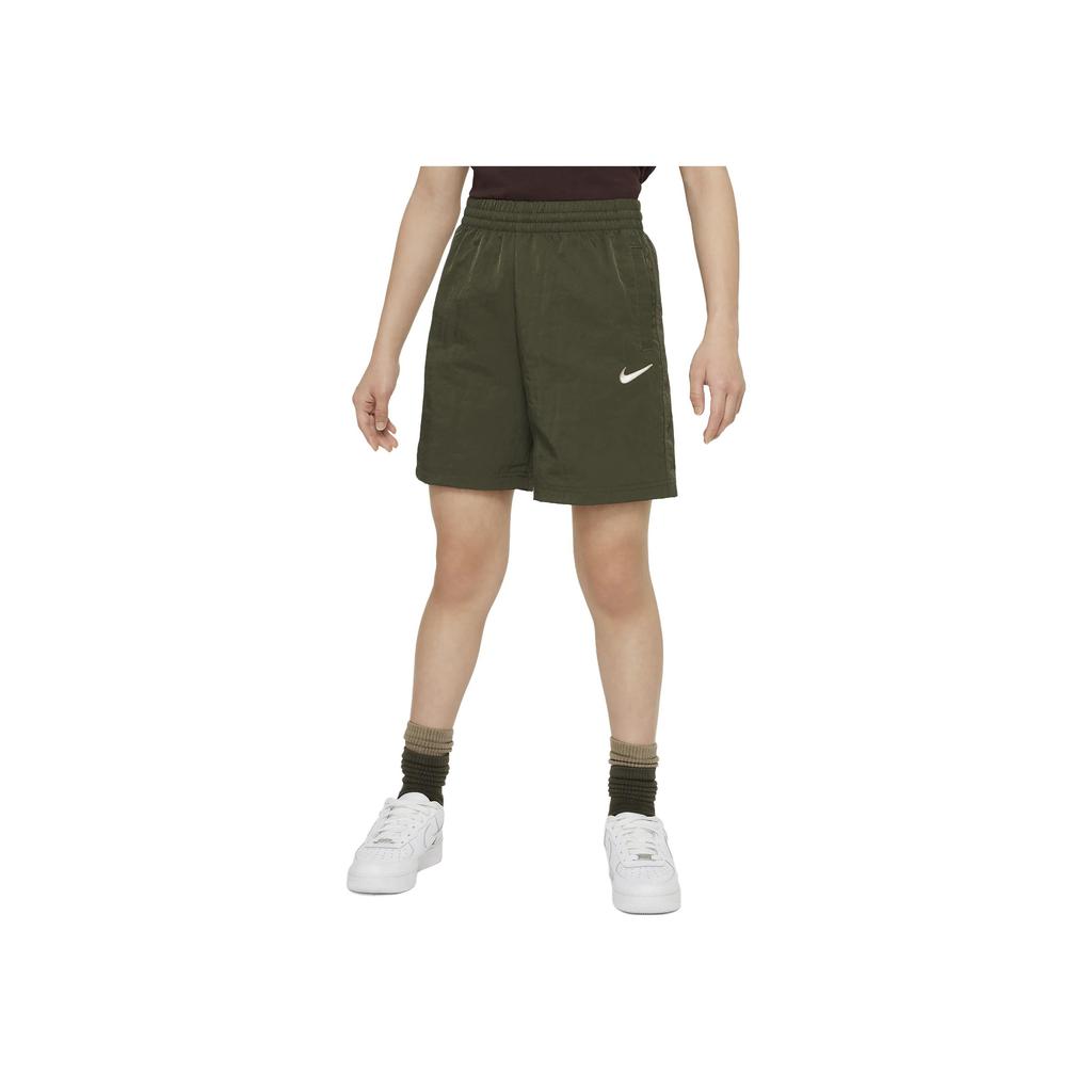 Nike Kids Elastic Waist Mid Rise Solid Fit Straight Leg Shorts Kids Shorts Green FB1327-325