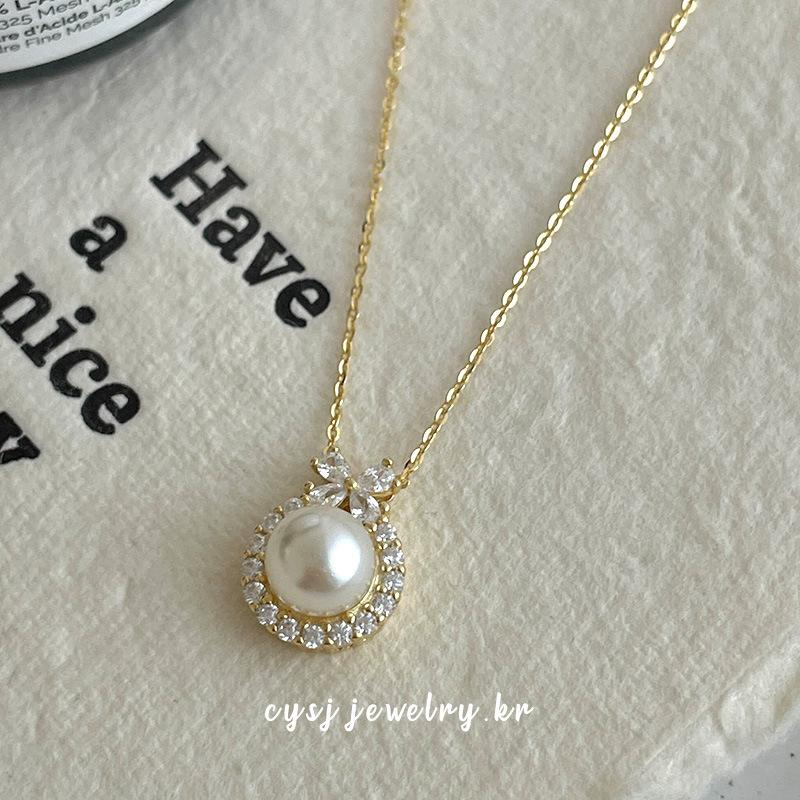 Cui Yan S925 Silver Bow Necklace with White Chalcedony & Pearls for Women - Light Luxury Princess Choker