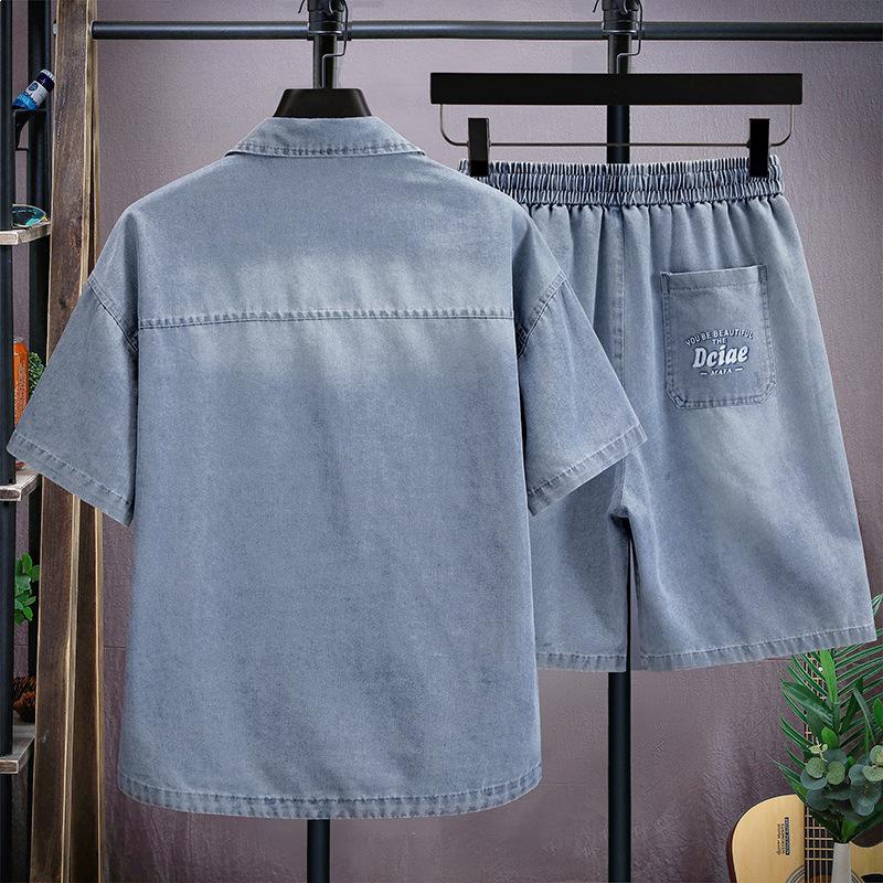 Men's High-Quality Summer Harajuku Denim Set: Shirt & Shorts (2026)